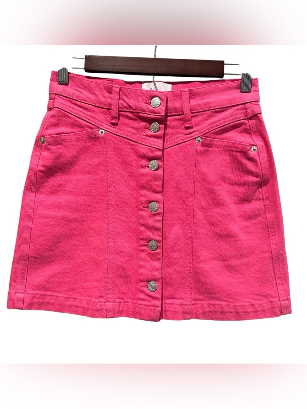 Rails The Canyon Button-Front Denim Mini Skirt Pink  Size 24 - Picture 3 of 9